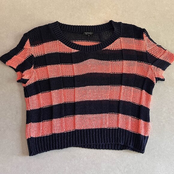 Topshop Knitted Striped Top in Black / Peach ASO Blake Lively Gossip Girl Set - Picture 3 of 8
